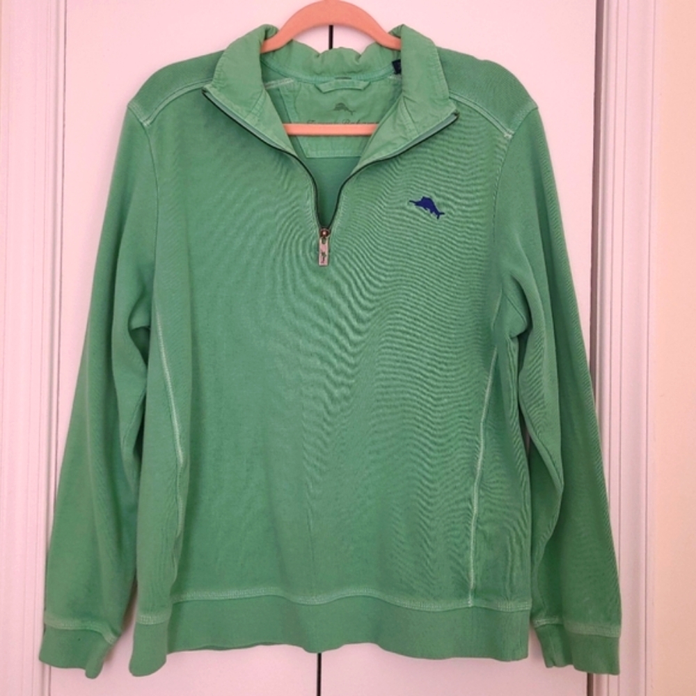 Tommy Bahama Green Quarter-Zip Pullover